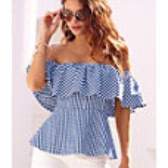 Boston Proper Gingham Blue Blouse - Size 12 - Picture 2 of 3